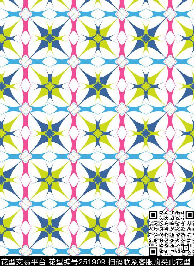 传统花型几何四方连续X-字母符号/Letter传统印花花型下载（图片编号: 251909） - 瓦栏（Walan）