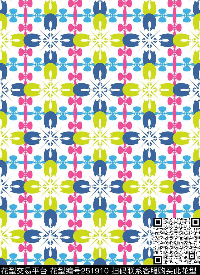 传统花型几何四方连续X-字母符号/Letter传统印花花型下载（图片编号: 251910） - 瓦栏（Walan）