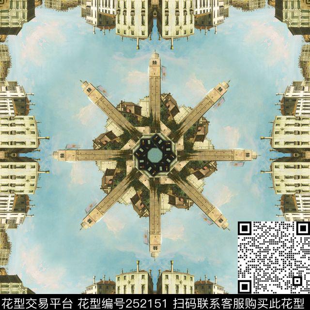 定位方巾油画城市知性方巾数码印花花型下载（图片编号: 252151） - 瓦栏（Walan）