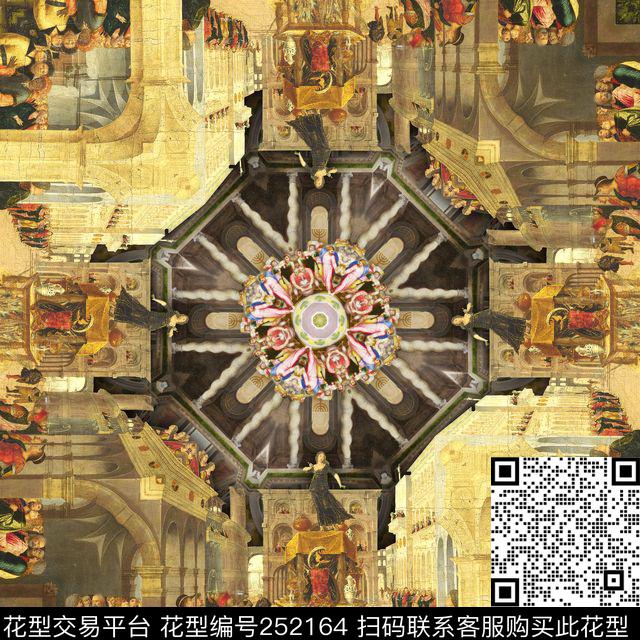 定位方巾油画城市建筑知性方巾数码印花花型下载（图片编号: 252164） - 瓦栏（Walan）