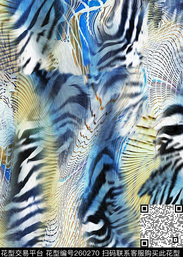 抽象斑马纹肌理数码印花花型下载（图片编号: 260270） - 瓦栏（Walan）
