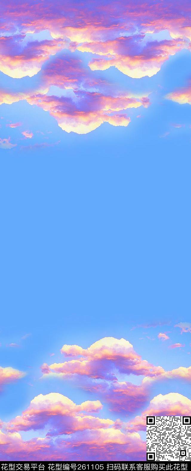 云彩定位梦幻数码印花花型下载（图片编号: 261105） - 瓦栏（Walan）
