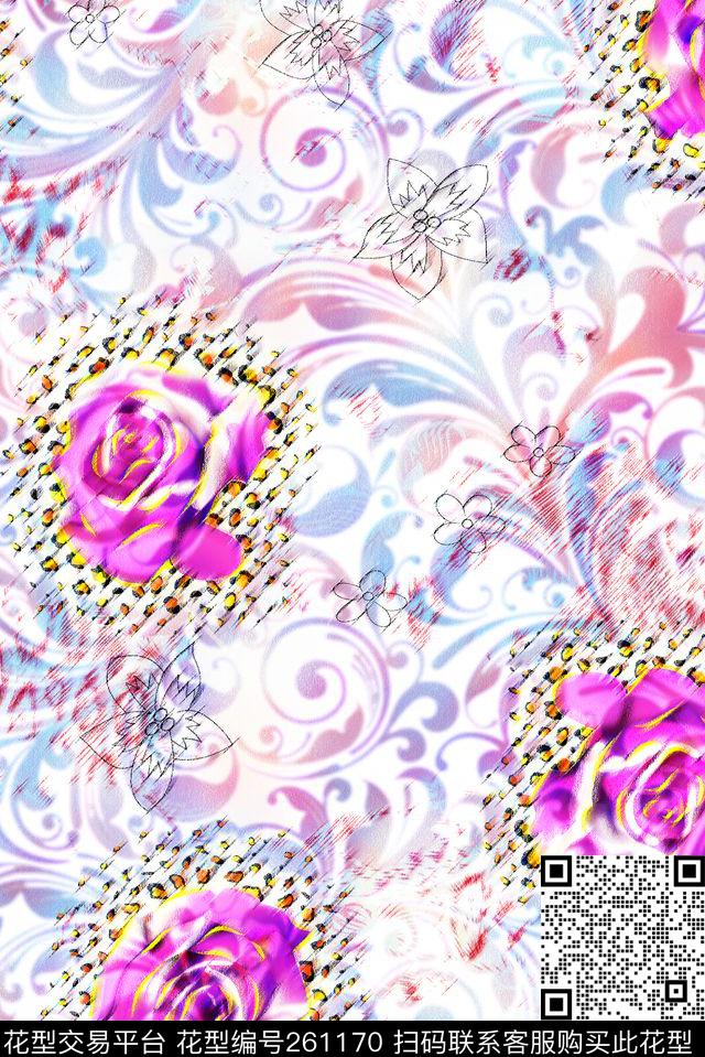 花卉淡雅浪漫传统印花花型下载（图片编号: 261170） - 瓦栏（Walan）