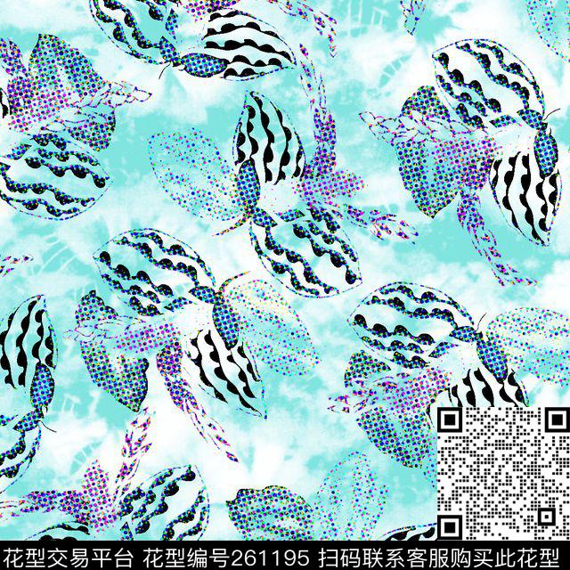 抽象海底蓝色数码印花花型下载（图片编号: 261195） - 瓦栏（Walan）