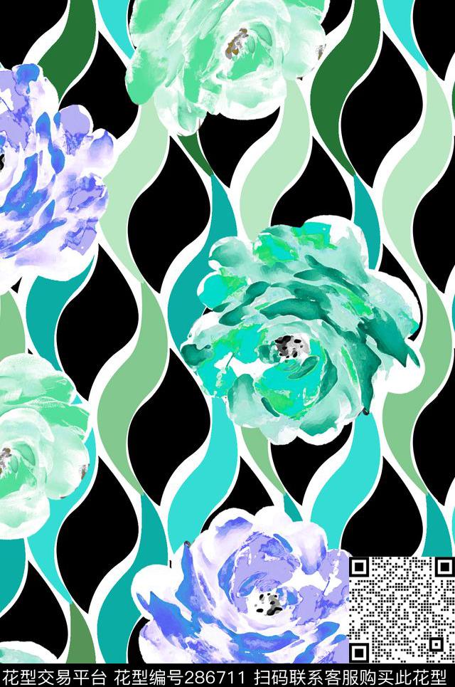 传统印花花型下载（图片编号: 286711） - 瓦栏（Walan）
