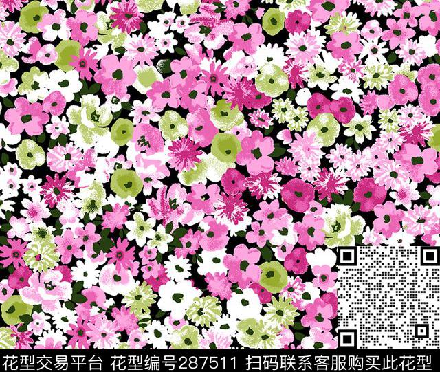 田园风小花花卉传统印花花型下载（图片编号: 287511） - 瓦栏（Walan）