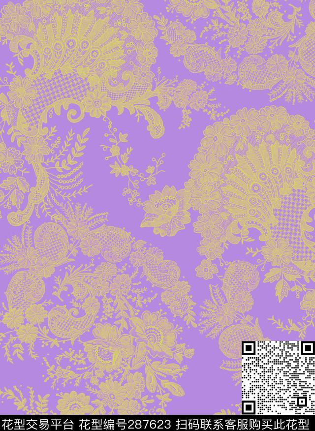 传统印花花型下载（图片编号: 287623） - 瓦栏（Walan）