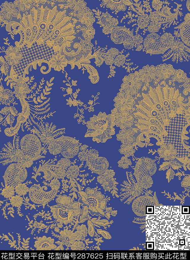 传统印花花型下载（图片编号: 287625） - 瓦栏（Walan）