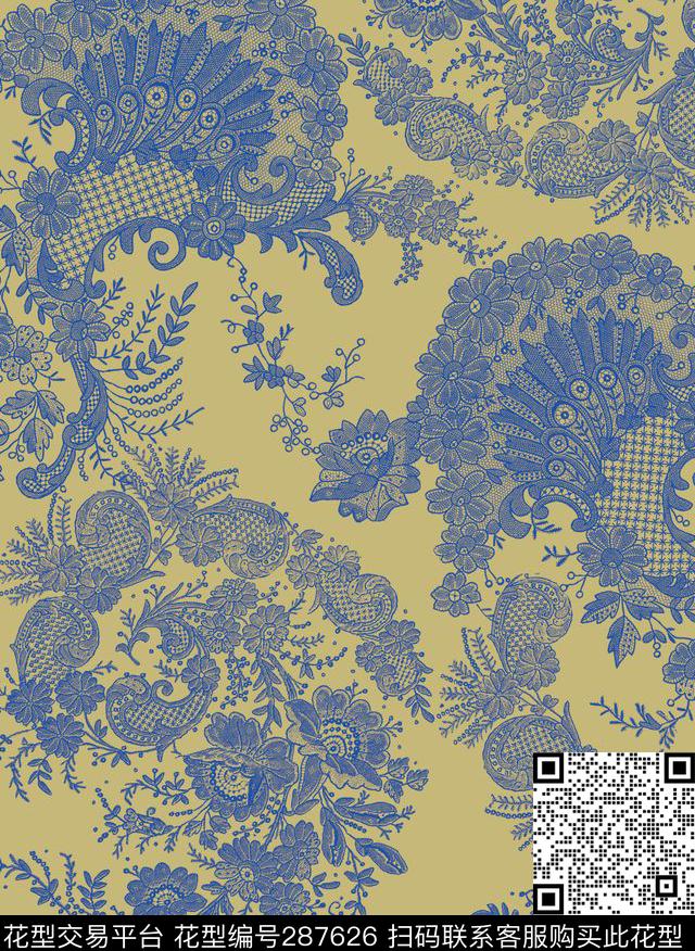 传统印花花型下载（图片编号: 287626） - 瓦栏（Walan）