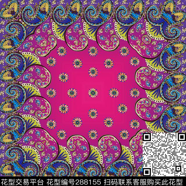 佩斯利围巾传统印花花型下载（图片编号: 288155） - 瓦栏（Walan）
