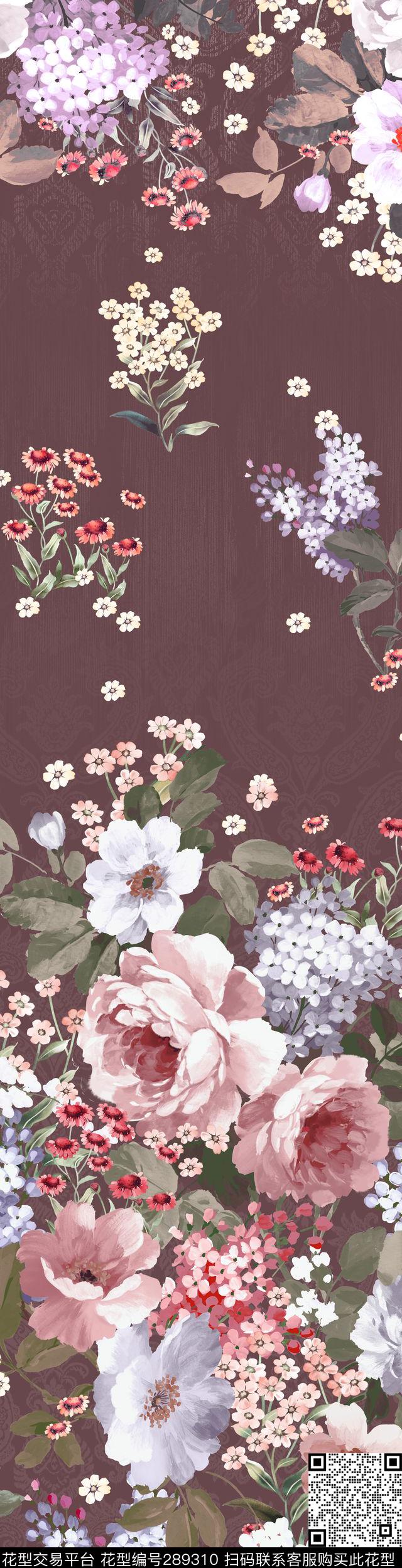 花传统手绘 - 289310 - 传统 花海 手绘 - 传统印花花型 － 床品花型设计 － 瓦栏