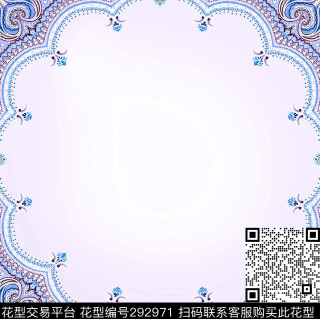 丝巾佩兹利 - 292971 - 佩斯利涡旋纹 相框 古典 - 传统印花花型 － 长巾花型设计 － 瓦栏