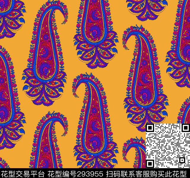 传统印花花型下载（图片编号: 293955） - 瓦栏（Walan）