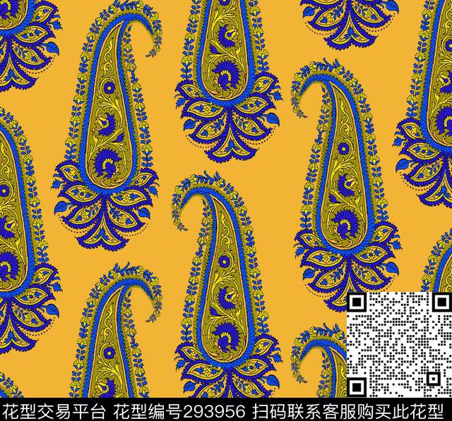 传统印花花型下载（图片编号: 293956） - 瓦栏（Walan）