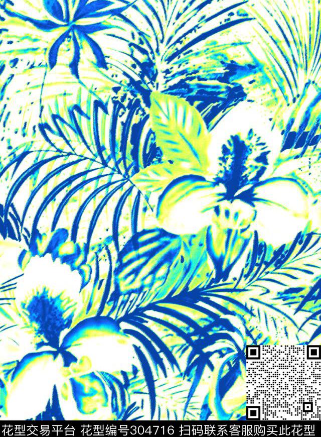 M-热带风/Tropical数码印花花型下载（图片编号: 304716） - 瓦栏（Walan）