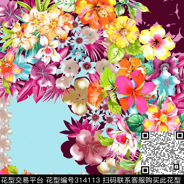 围巾数码印花花型下载（图片编号: 314113） - 瓦栏（Walan）