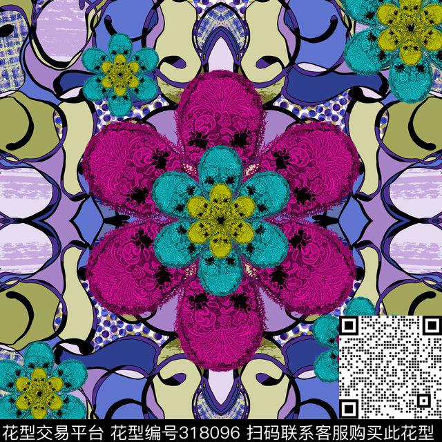 围巾传统印花花型下载（图片编号: 318096） - 瓦栏（Walan）