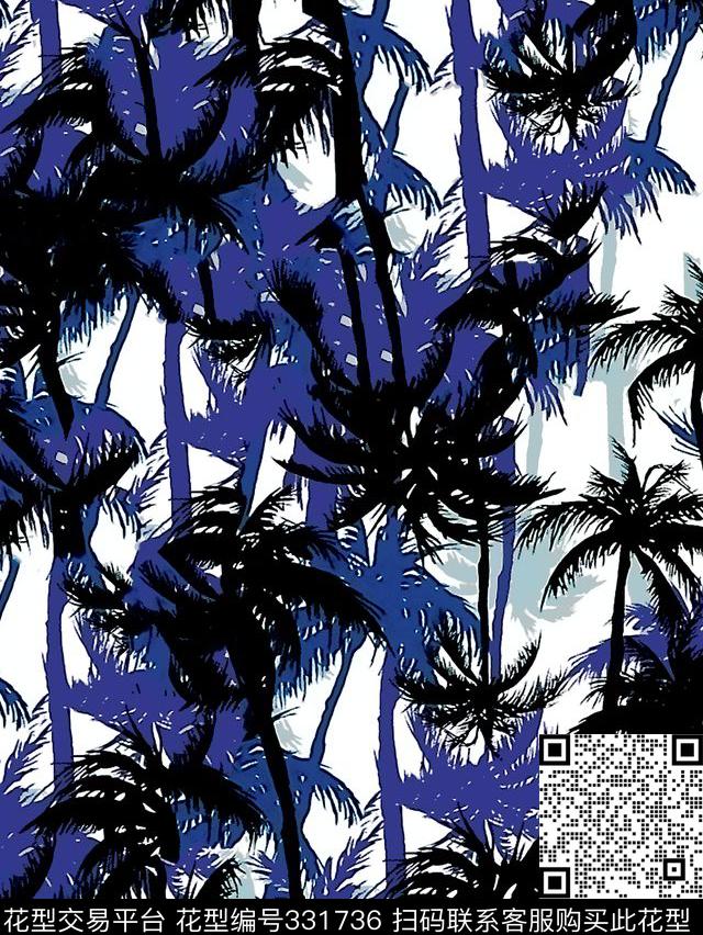 M-热带风/Tropical男装满版花传统印花花型下载（图片编号: 331736） - 瓦栏（Walan）