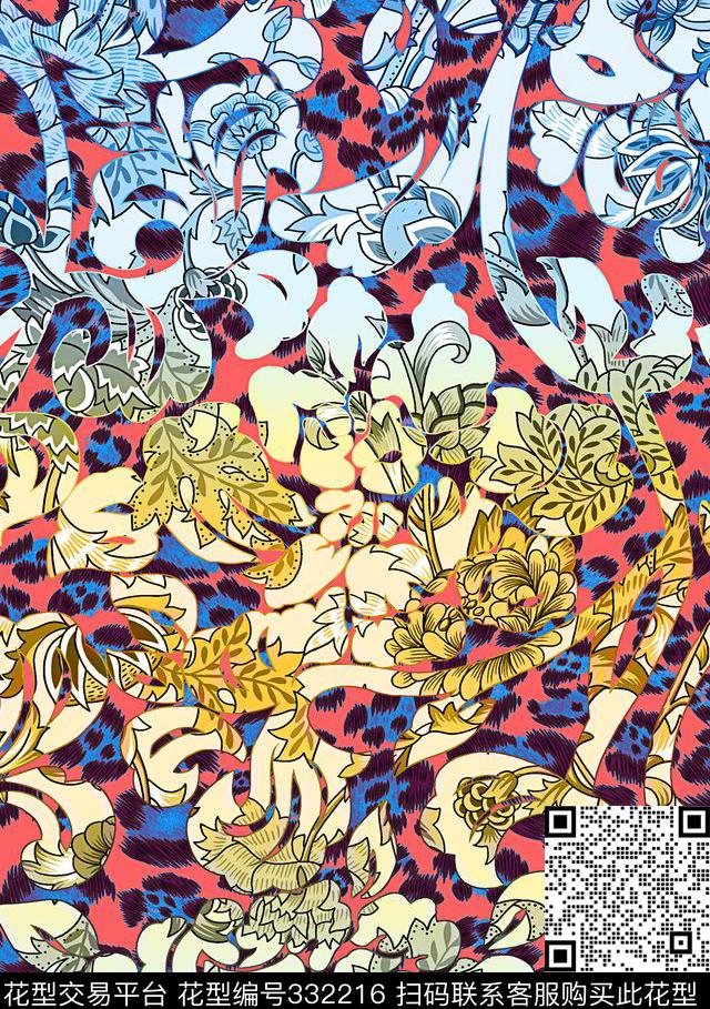 复古欧式花纹数码印花花型下载（图片编号: 332216） - 瓦栏（Walan）