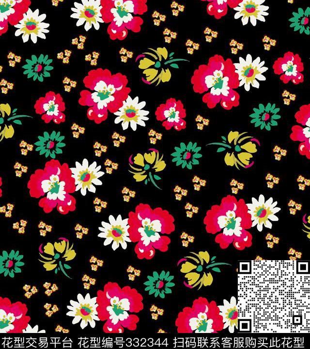 田园风花卉小花花卉传统印花花型下载（图片编号: 332344） - 瓦栏（Walan）