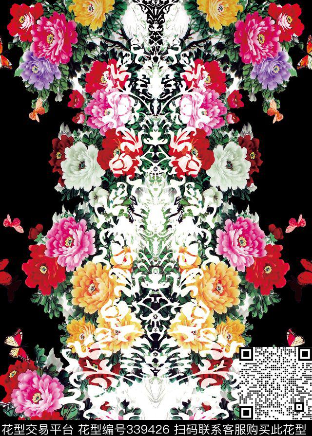 V-中国风/Chinese数码印花花型下载（图片编号: 339426） - 瓦栏（Walan）