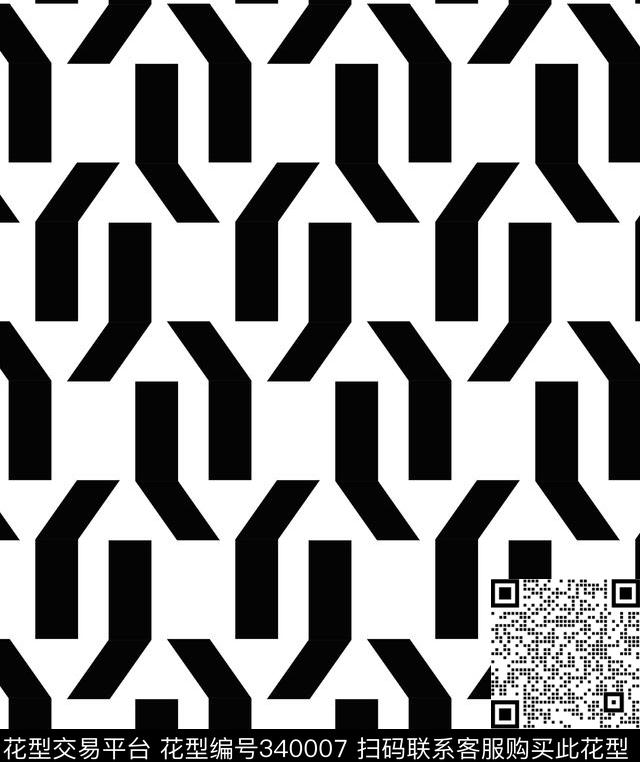 几何传统印花花型下载（图片编号: 340007） - 瓦栏（Walan）