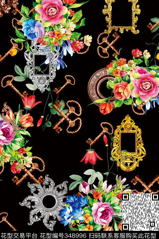 花卉金属纯色底数码印花花型下载（图片编号: 348996） - 瓦栏（Walan）