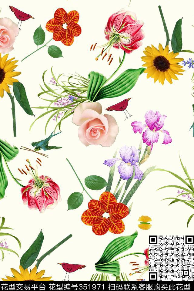 花卉春夏田园风数码印花花型下载（图片编号: 351971） - 瓦栏（Walan）