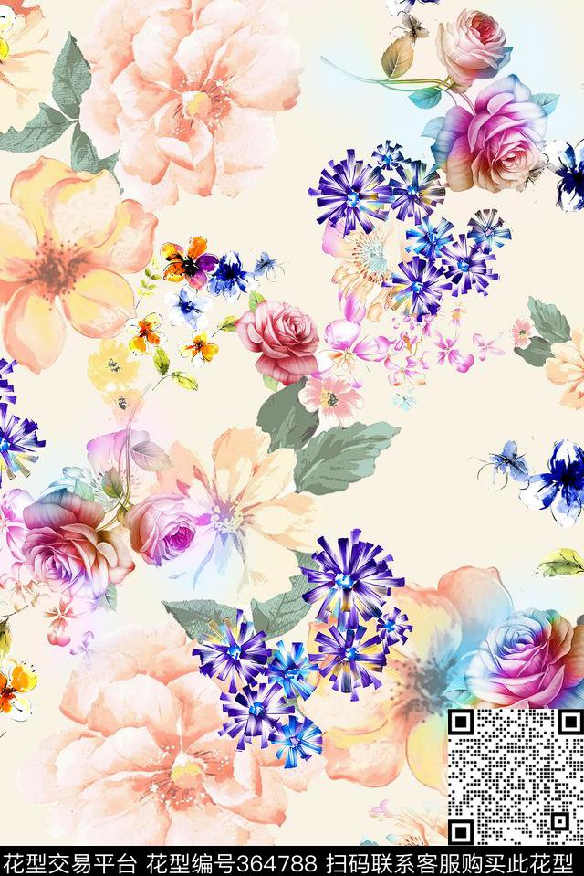 花卉小清新春夏数码印花花型下载（图片编号: 364788） - 瓦栏（Walan）