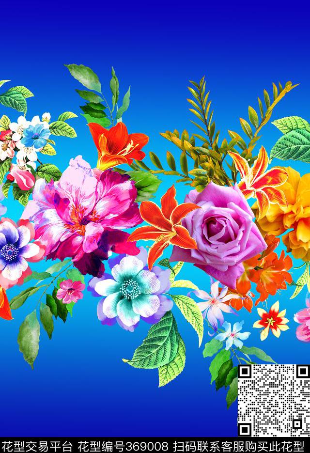 定位花卉花卉几何数码印花花型下载（图片编号: 369008） - 瓦栏（Walan）