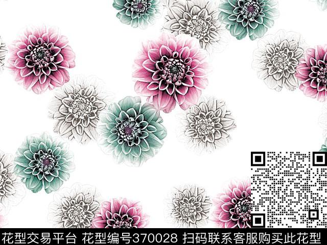 女装大牌花卉传统印花花型下载（图片编号: 370028） - 瓦栏（Walan）