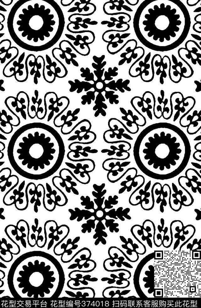抽象几何图案几何传统印花花型下载（图片编号: 374018） - 瓦栏（Walan）