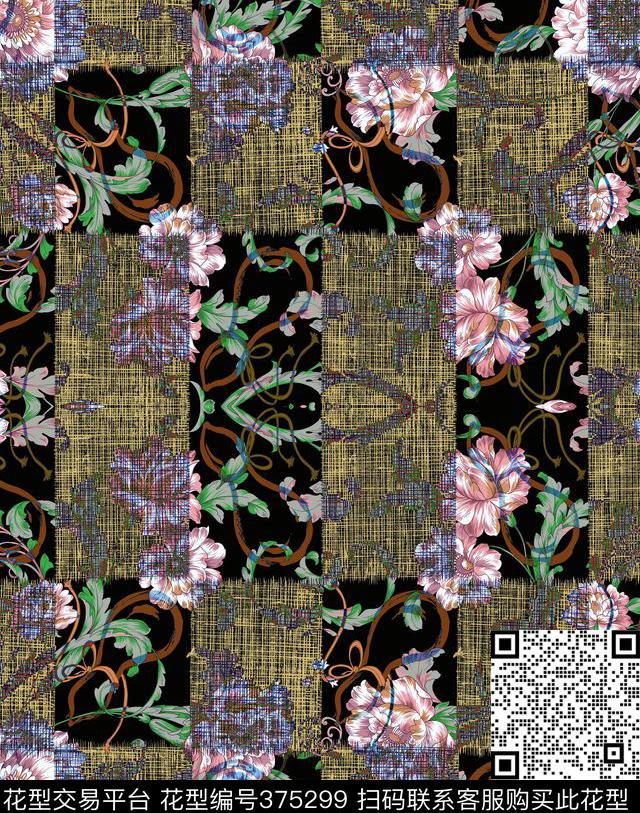 古典花纹欧美数码印花花型下载（图片编号: 375299） - 瓦栏（Walan）