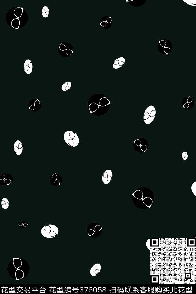 商务休闲波点眼镜传统印花花型下载（图片编号: 376058） - 瓦栏（Walan）