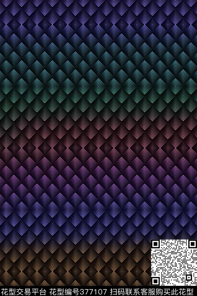 几何休闲抽象数码印花花型下载（图片编号: 377107） - 瓦栏（Walan）