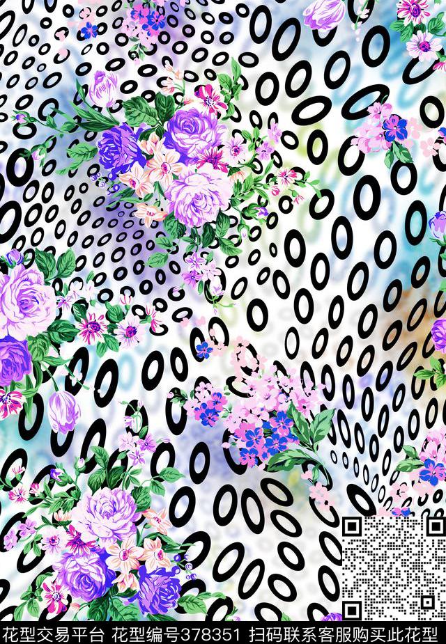 几何豹纹圆点数码印花花型下载（图片编号: 378351） - 瓦栏（Walan）