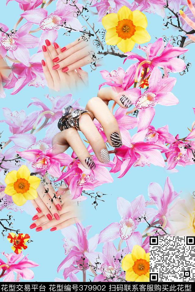 花卉春夏小清新数码印花花型下载（图片编号: 379902） - 瓦栏（Walan）