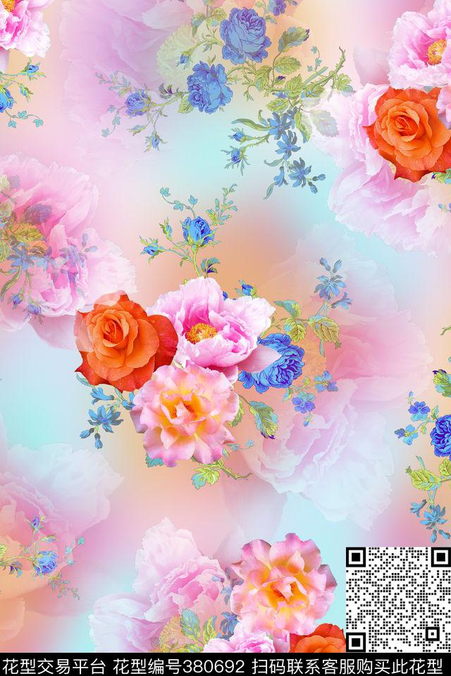 花卉春夏小清新数码印花花型下载（图片编号: 380692） - 瓦栏（Walan）