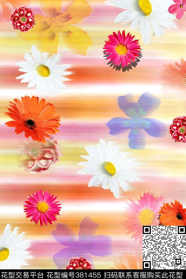 花卉泳装女装数码印花花型下载（图片编号: 381455） - 瓦栏（Walan）
