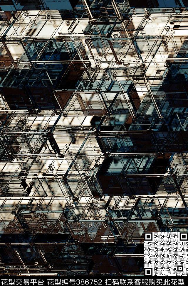 粗犷刚毅建筑数码印花花型下载（图片编号: 386752） - 瓦栏（Walan）