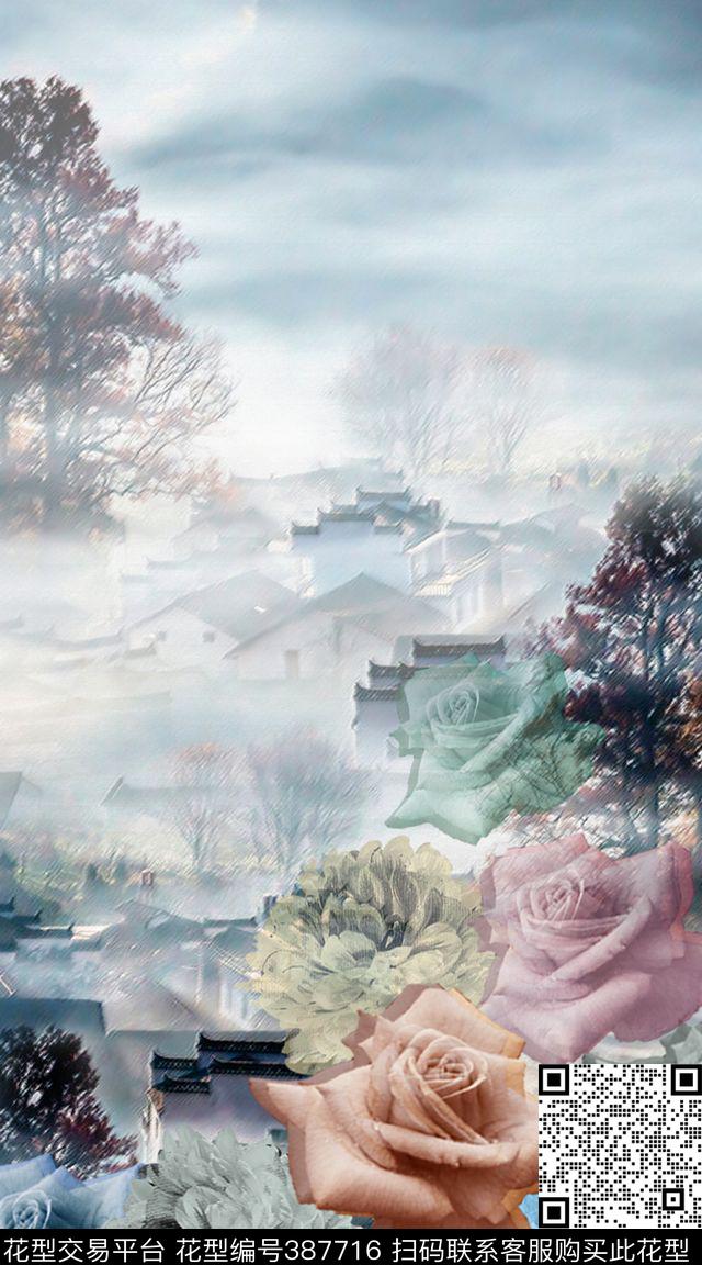 数码定位花卉风景花卉数码印花花型下载（图片编号: 387716） - 瓦栏（Walan）