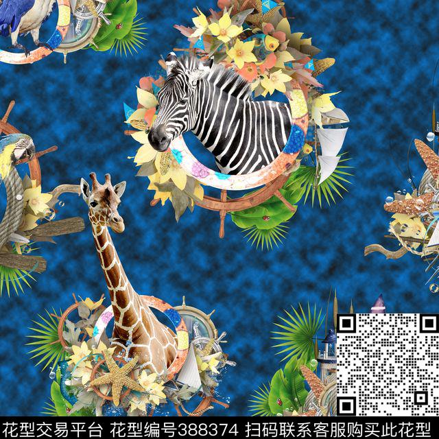 热带动物可爱动物数码印花花型下载（图片编号: 388374） - 瓦栏（Walan）