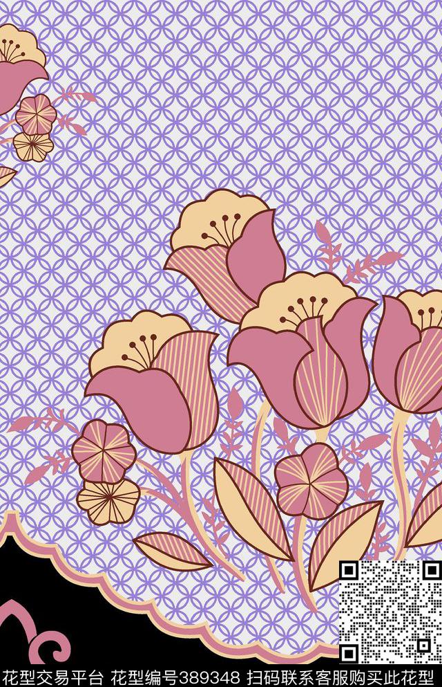 中国风抽象传统印花花型下载（图片编号: 389348） - 瓦栏（Walan）