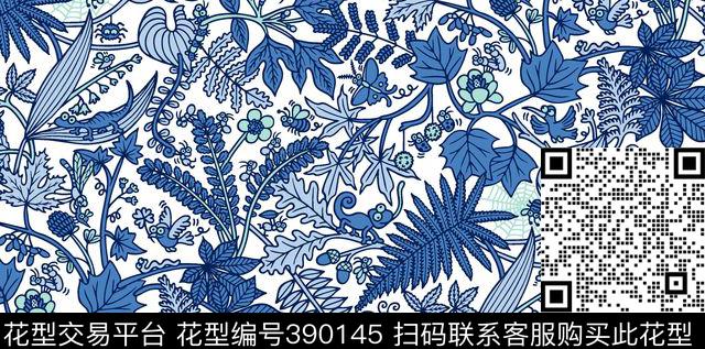 欧美昆虫丛林传统印花花型下载（图片编号: 390145） - 瓦栏（Walan）