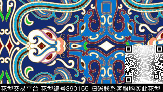 中国风抽象传统印花花型下载（图片编号: 390155） - 瓦栏（Walan）