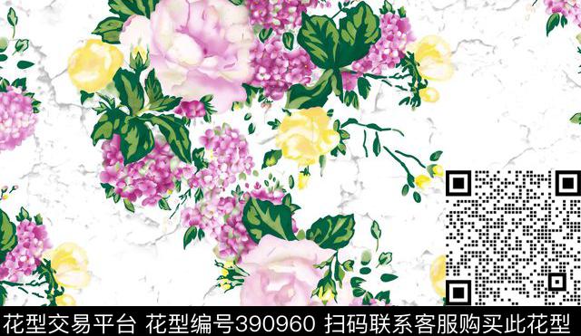 牡丹花中国风传统印花花型下载（图片编号: 390960） - 瓦栏（Walan）