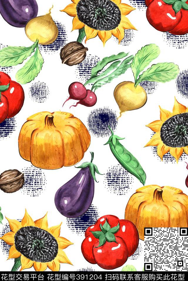 水果蔬菜肌理数码印花花型下载（图片编号: 391204） - 瓦栏（Walan）