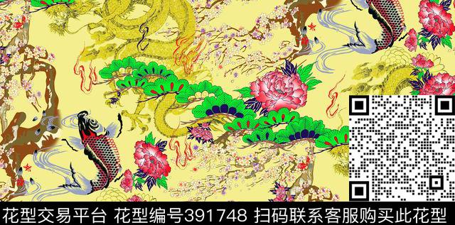 中国风梅松传统印花花型下载（图片编号: 391748） - 瓦栏（Walan）