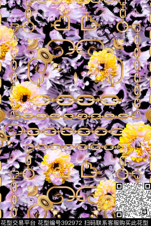 撞色印象链条数码印花花型下载（图片编号: 392972） - 瓦栏（Walan）