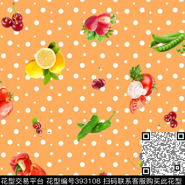清新水果蔬菜数码印花花型下载（图片编号: 393108） - 瓦栏（Walan）